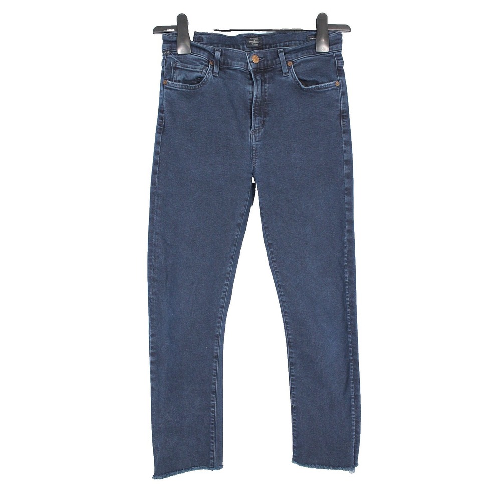 CITIZENS OF HUMANITY Dark HARLOW HIGH RISE SLIM Raw Hem STRETCH DENIM Jeans 29